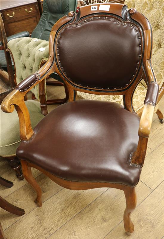 A Victorian mahogany elbow chair